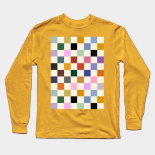 Multi Colour Checkerboard Squares Long Sleeve T-Shirt